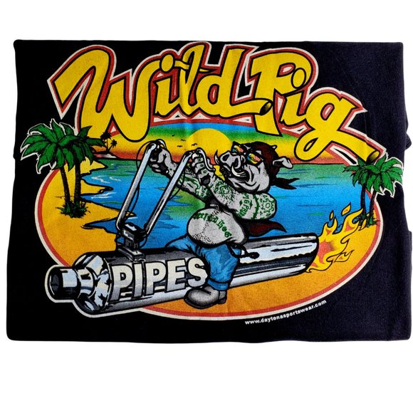Wild Pig Pipes Graphic Tee Shirt Black Size LGG 42-44 (Harley Davidson Exhaust) - Picture 8 of 8